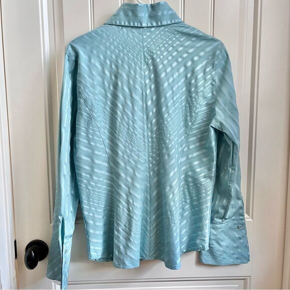 Classiques entier blue button up collar shirt long sleeve diagonal stripe large - Picture 2 of 4